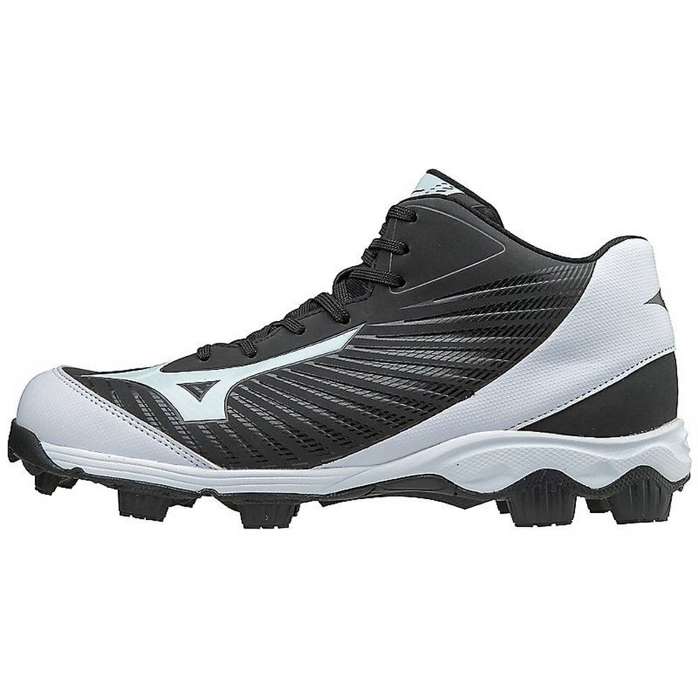 Panske Botasky Mizuno 9-Spike Advanced Franchise 9 Mid Molded Čierne/Biele Vypredaj NMCA14376